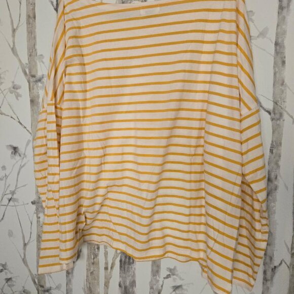 Old Navy Boatneck Yellow & White Stripe Long Sleeve Tee XXL - Picture 5 of 5